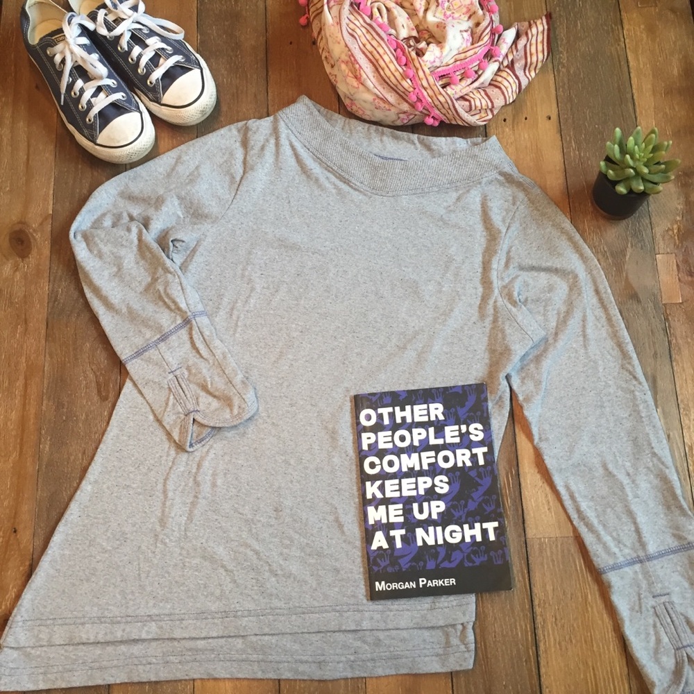 Comfy asymmetrical après ski/workout top